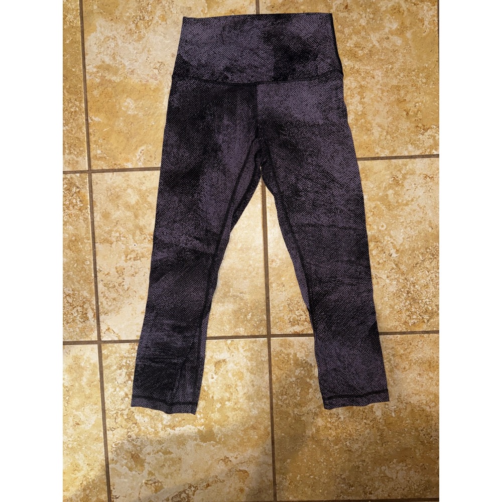 Lululemon Align Crop Leggings Pixel Print Purple Quartz Black Size 4